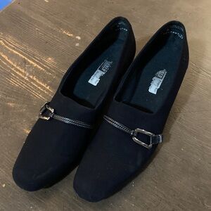 Munro Black Heels with Buckle Detail